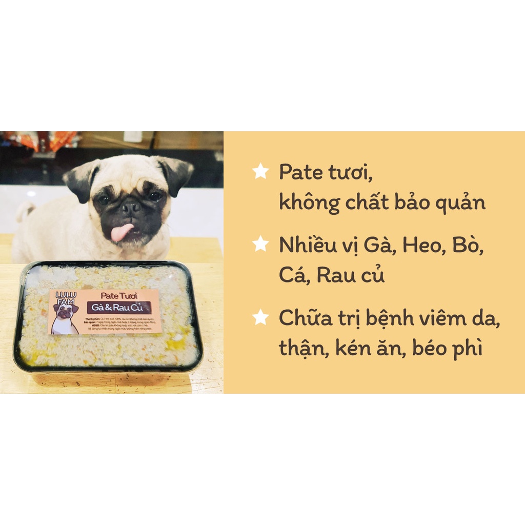 Pate tươi Lulu Fam vị Heo, Gà, Bò (Hộp 500gr)