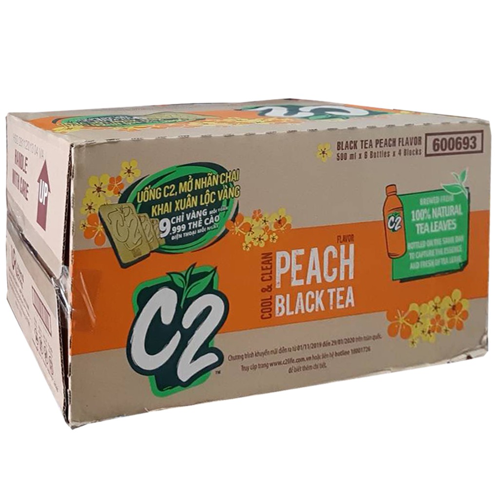 Hồng trà C2 đào 500ml Thùng 24 chai