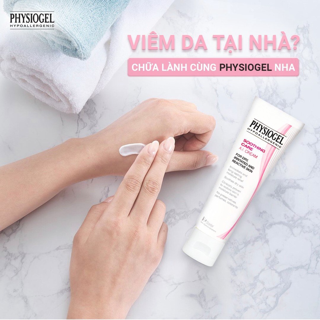PHYSIOGEL HYPOALLERGENIC SOOTHING CARE A.I Kem dưỡng ẩm toàn thân an toàn cho trẻ sơ sinh CREAM 50ML