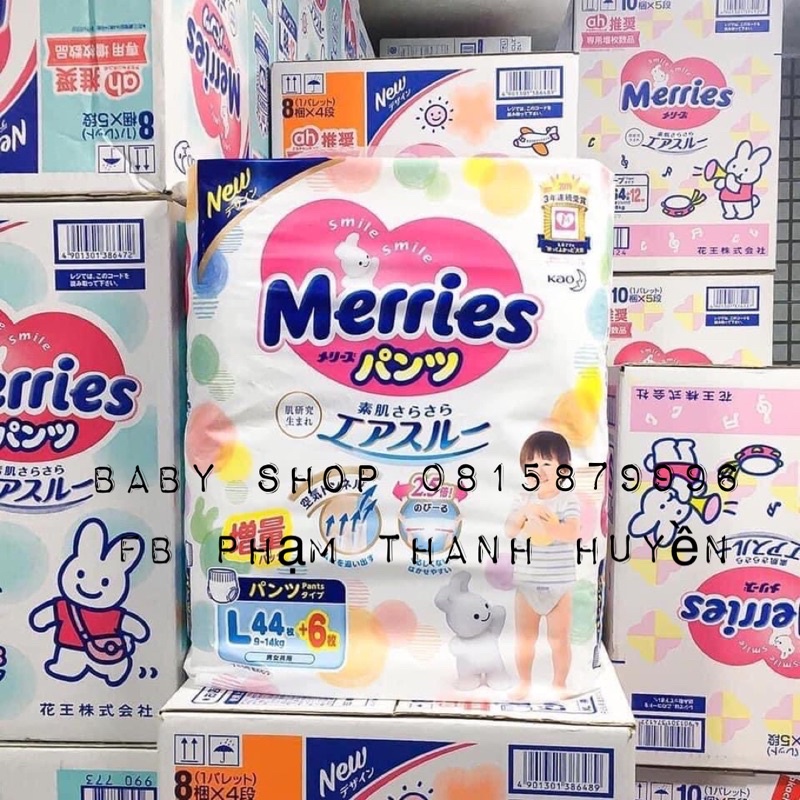 BỈM MERRIES nội địa nhật bỉm dán/quần NB96, S88, MQ64, MD68, L50 ,XL46