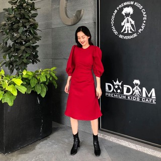 EDINI - D1166 Đầm nhún eo cách điệu