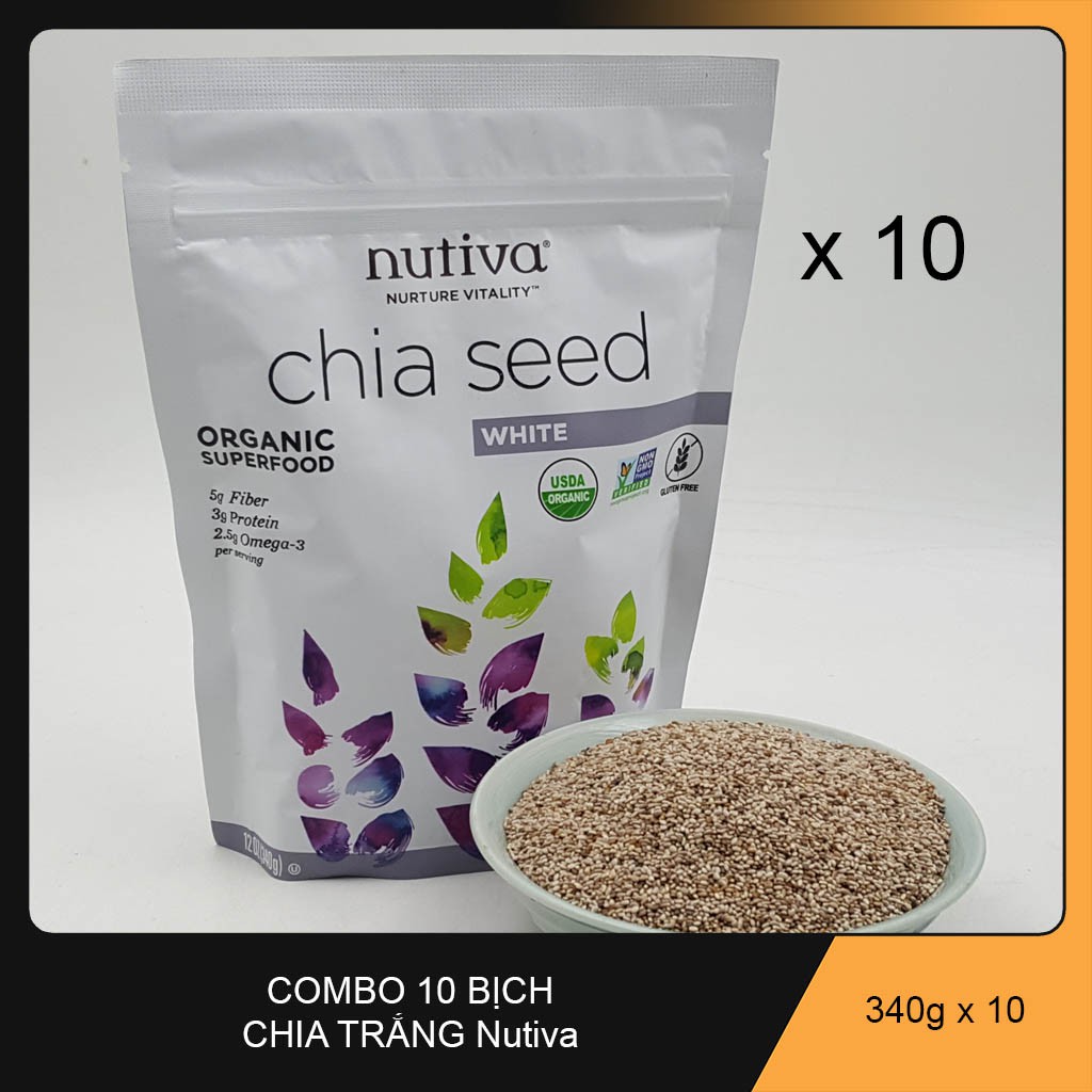 [Mã GROSALE2703 giảm 8% đơn 250K] Combo 10 Gói Chia Trắng Nutiva Của Mỹ. HSD Mới Nhất