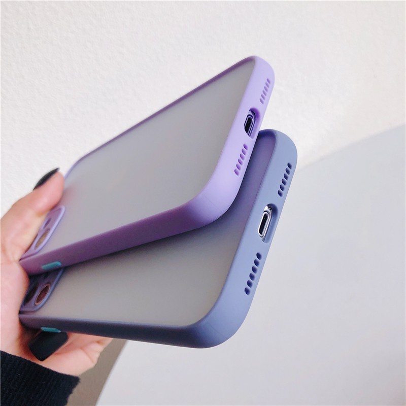 Ốp iPhone nhám mờ viền màu bảo vệ camera dành cho iPhone 7 8 7 Plus 8 Plus X Xs Xr XsMax iPhone 11 11 Pro 11 Promax
