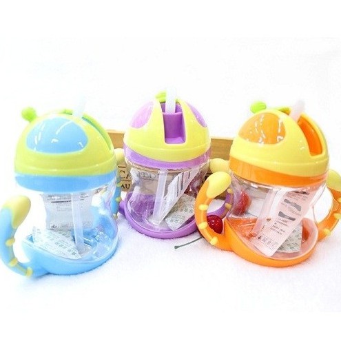 Bình tập uống nước cho bé vòi silicon 250ML nắp gạt