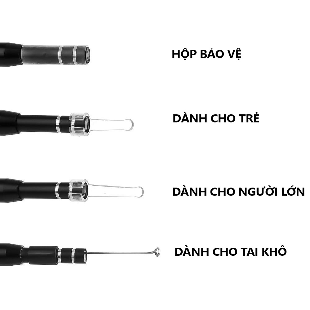 Camera Nội Soi Siêu Nhỏ Xem trực tiếp trên điện thoại siêu tiện lợi, không dây đau rát + Tăng kèm đầu lấy ráy tai