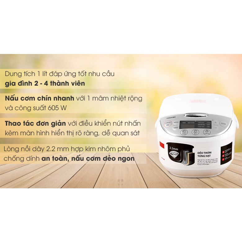 Nồi cơm điện tử Toshiba 1 lít RC-10DH2PV(W