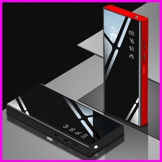 Sạc Dự Phòng Giá Rẻ 10000 mAh Mặt Kính Đen Hiện Phần Trăm Pin 2 USB Có Đèn, Pin Dự Phòng - Bảo Hành 6 Tháng