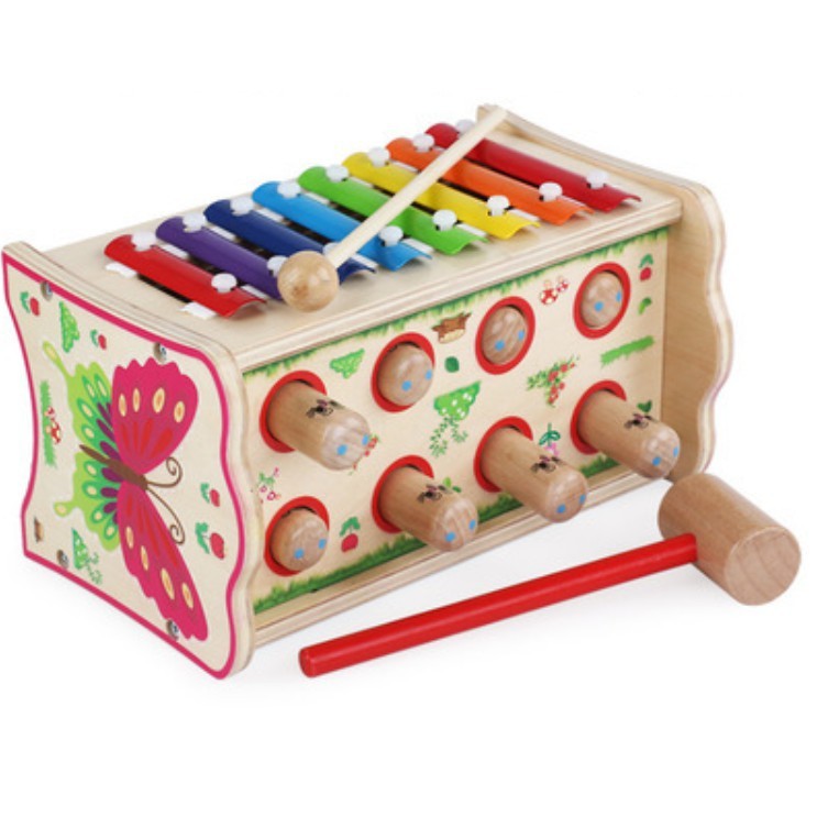 Bộ đồ chơi đập chuột kèm đàn xylophone gỗ 8 âm