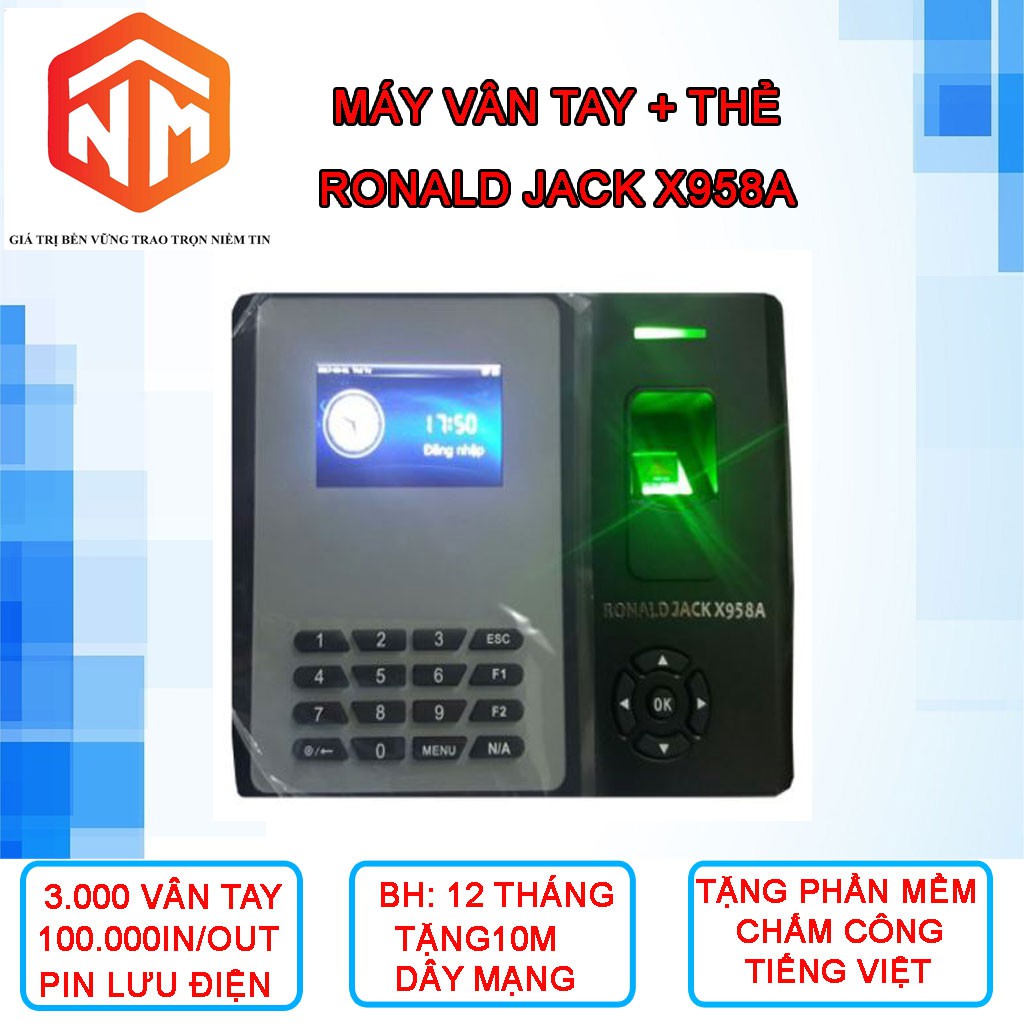 Máy chấm công vân tay Ronald Jack X958A - Máy Chấm Công Vân Tay - Nhật Minh