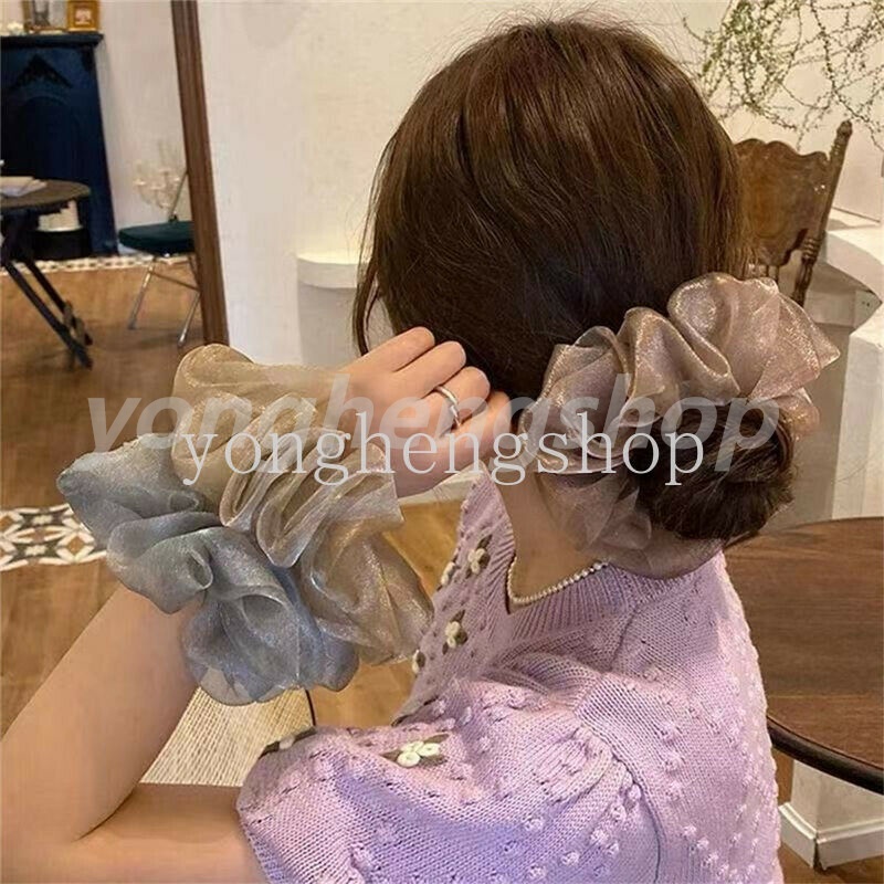 Dây Buộc Tóc Vải Tuyn Co Giãn Lấp Lánh Thời Trang Cho Nữ