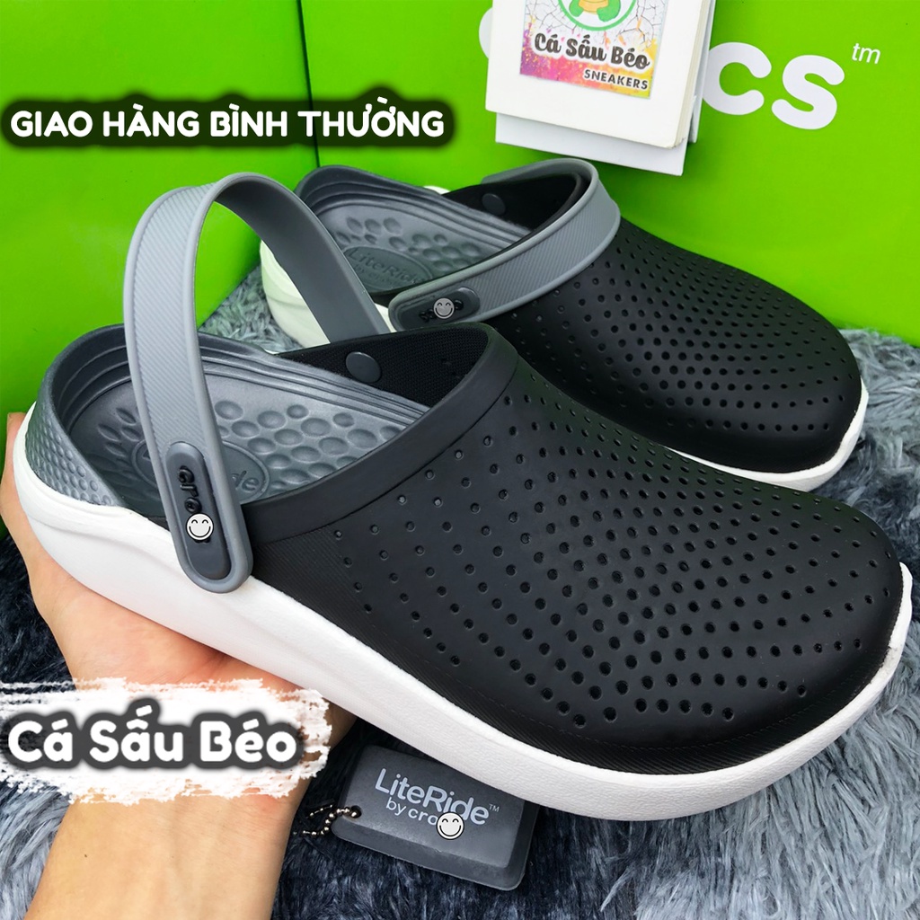 Dép Cross Literide Nam Nữ màu ĐEN đế xám, Hàng loại 1 full tag, full box hãng | BigBuy360 - bigbuy360.vn