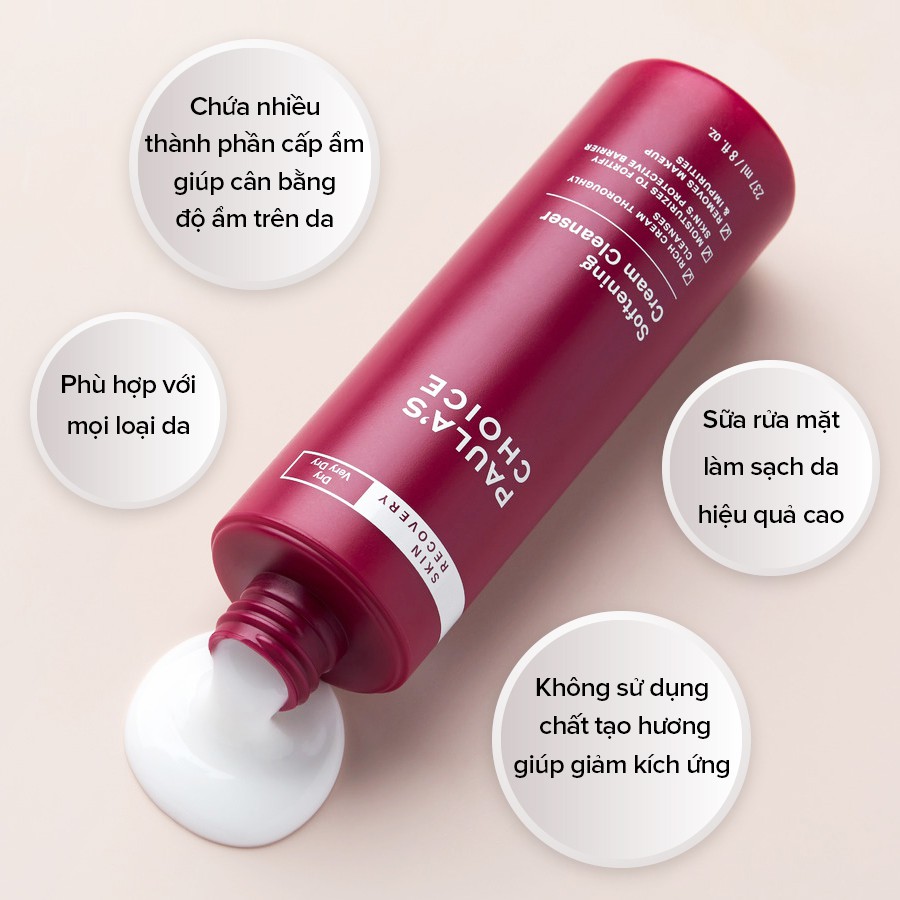 Sữa rửa mặt Paula's Choice Skin Recovery Softening Cream Cleanser (237mL)