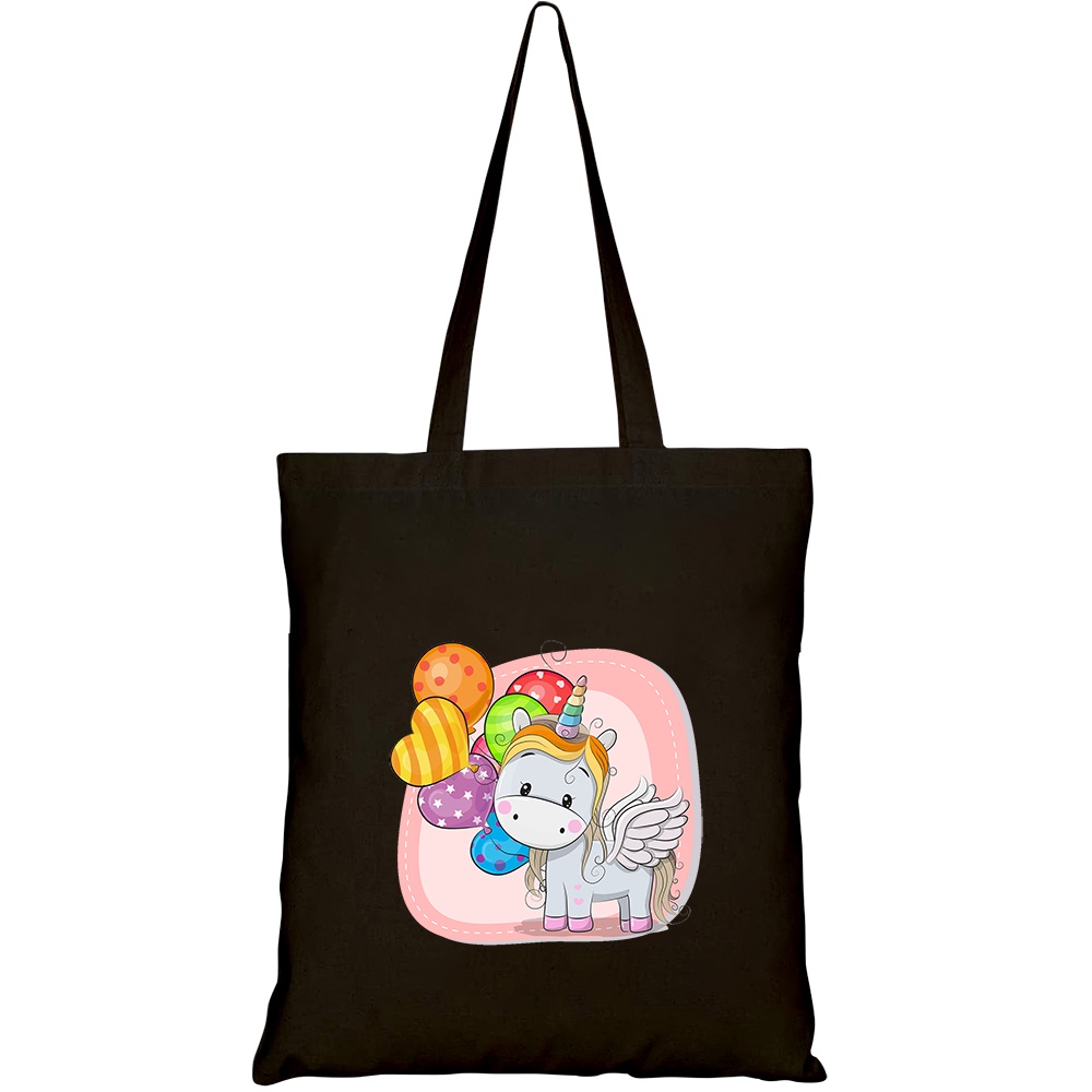 Túi vải tote canvas HTFashion in hình greeting card cute cartoon unicorn HT553