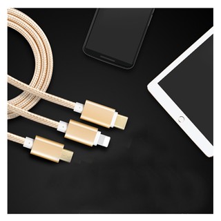 Cáp sạc 3 đầu Micro USB - Lightning - USB Type C