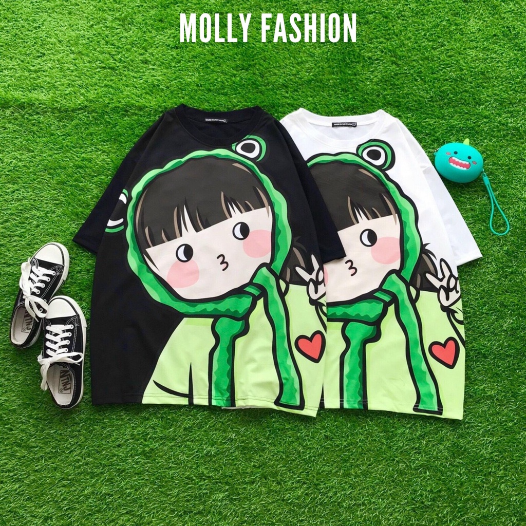 Áo thun tay lỡ ❤️ Áo phông Unisex BÉ MŨ XANH in 3D form rộng Freesize Molly Fashion
