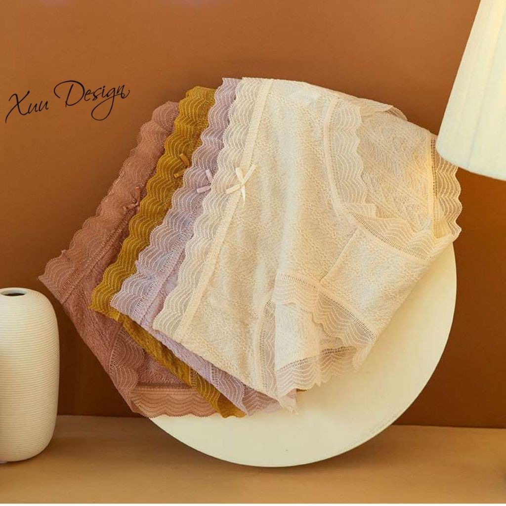 Quần lót nữ chất Cotton siêu co dãn thấm hút, phối viền ren ngọt ngào nữ tính Xuu design QC20 | BigBuy360 - bigbuy360.vn