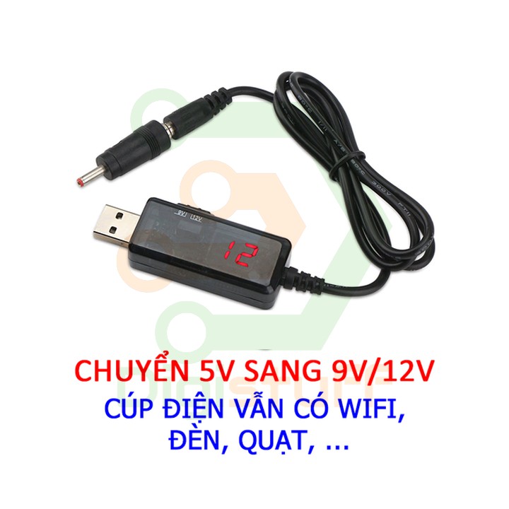 Cáp chuyển 5V sang 9V / 12V chân 5.5mm / 3.5mm