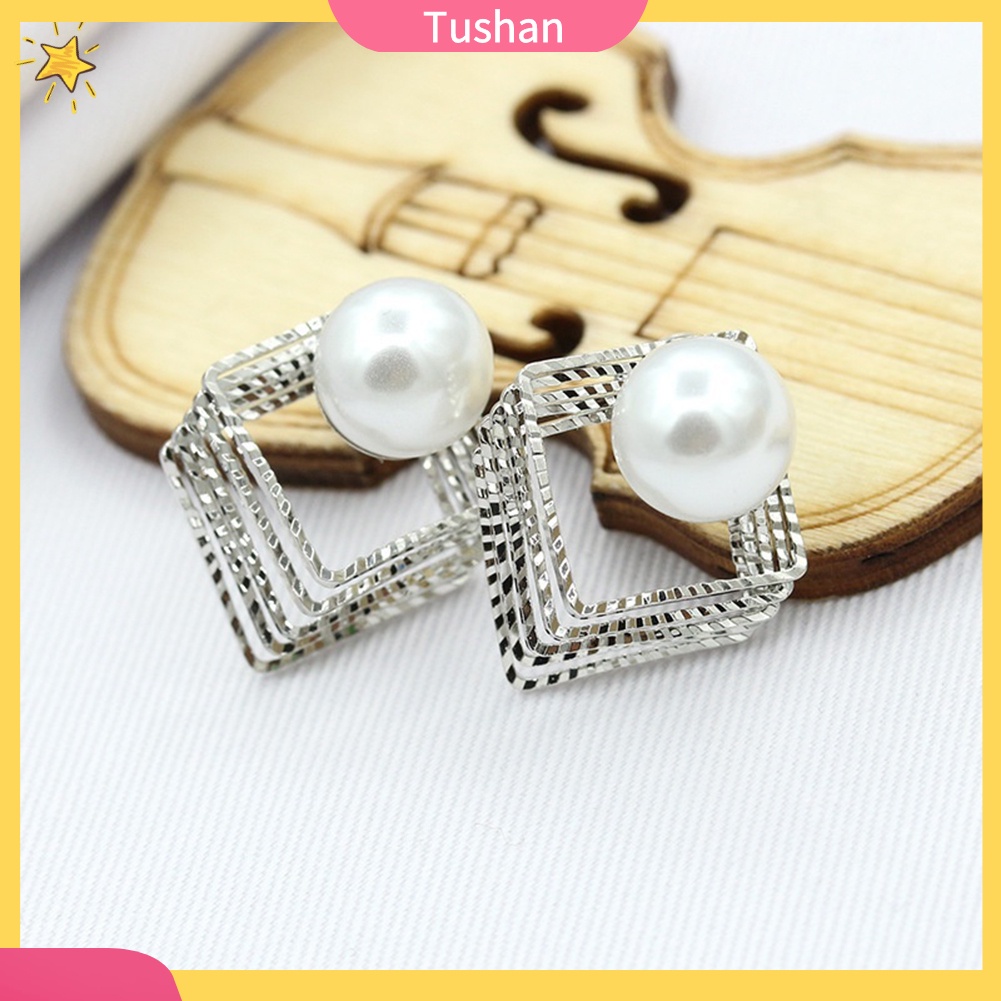 Đôi khuyên tai nhiều tầng đính ngọc trai giả thời trang cho nữ