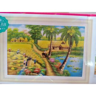 Tranh đính đá phong cảnh đồng quê 88653- chưa đính