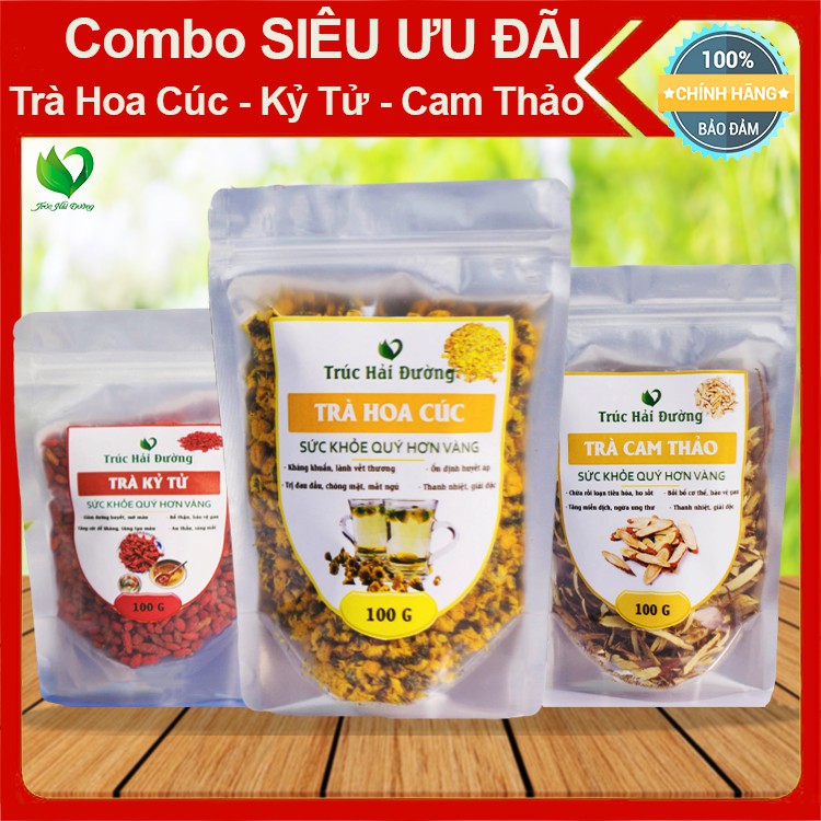 ✅[TẶNG TÁO ĐỎ] Trà Hoa Cúc, Kỷ Tử, Cam Thảo (Loại Cao Cấp 300g) Detox, Thanh Nhiệt, Thải Độc, Dưỡng Nhan, Ngủ Ngon