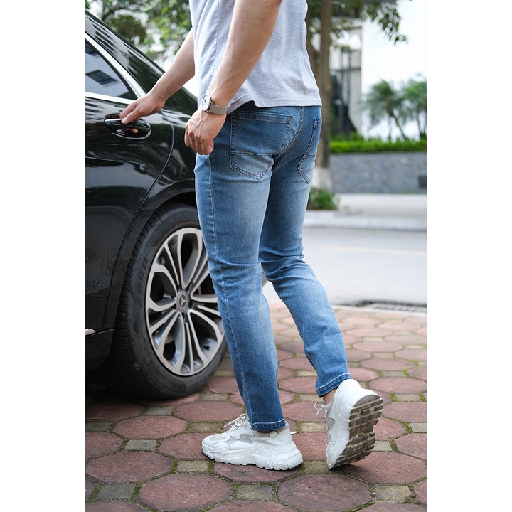 Quần jean nam dáng ôm H90 cao cấp màu xanh chàm chất co giãn trẻ trung J077 | BigBuy360 - bigbuy360.vn