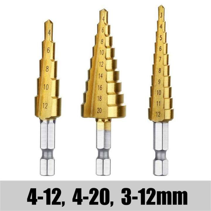 EKEZ Set 3 Mũi Khoan Bước HSS-NUR Chính Hãng Phủ Titan Siêu Cứng 3-12mm 4-12mm 4-20mm