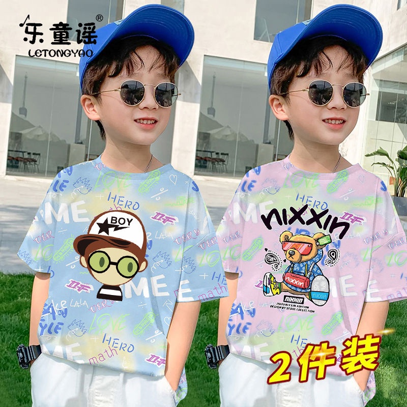 Set Áo Thun Ngắn Tay Và Quần Short Phong Cách Hàn Quốc Mới Cho Bé Trai