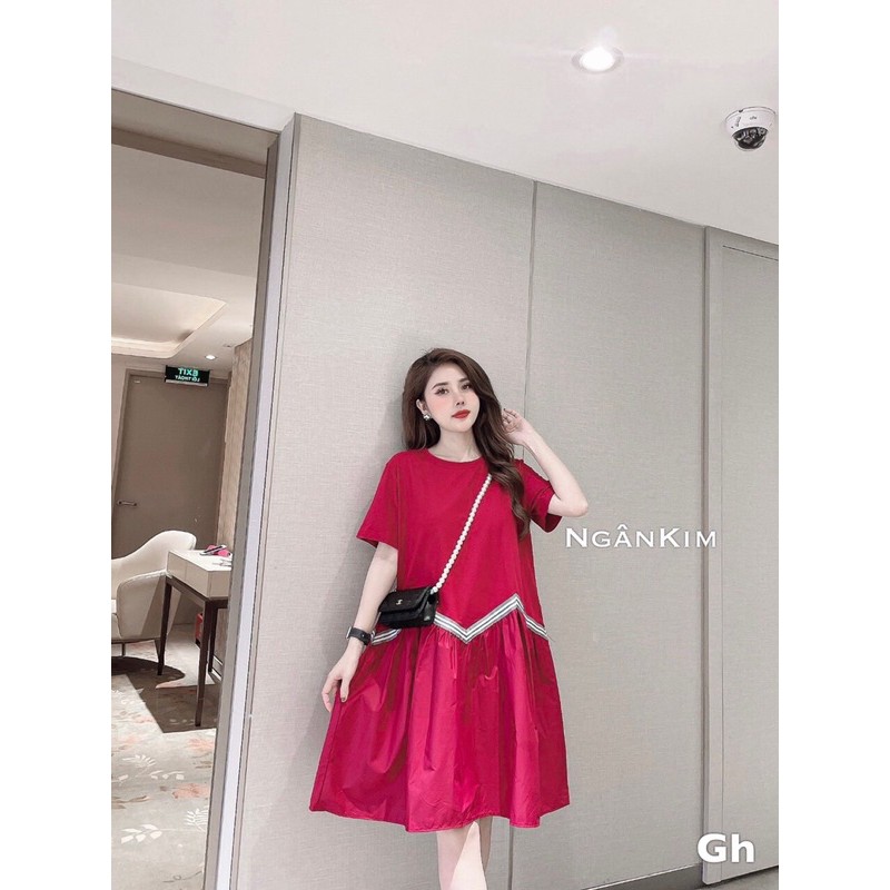 Đầm xòe nữ xinh hàng thiết kế dáng rộng suông, đầm cho bà bầu