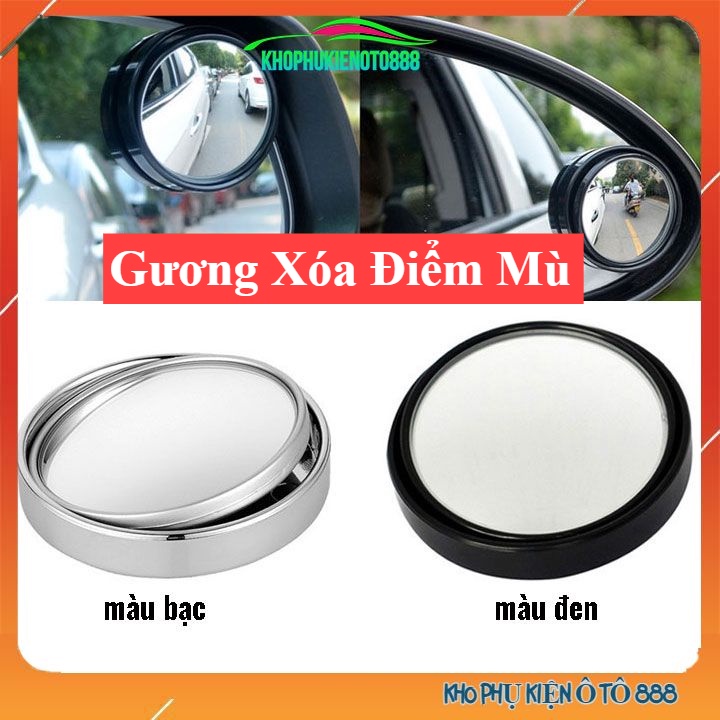 Gương chiếu hậu xóa điểm mù góc nghiêng 360 độ đường kính 55mm hai màu đen, bạc