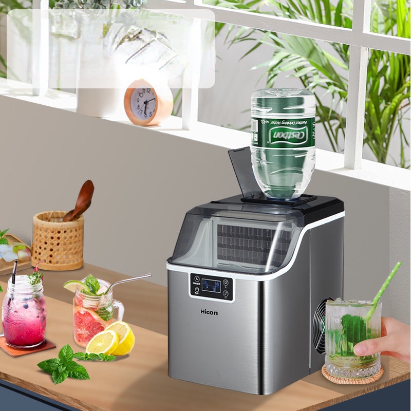 Máy làm đá Hicon thương mại Máy làm đá 24 giờ Máy làm đá gia đình mini 30kg Máy làm đá viên tự động