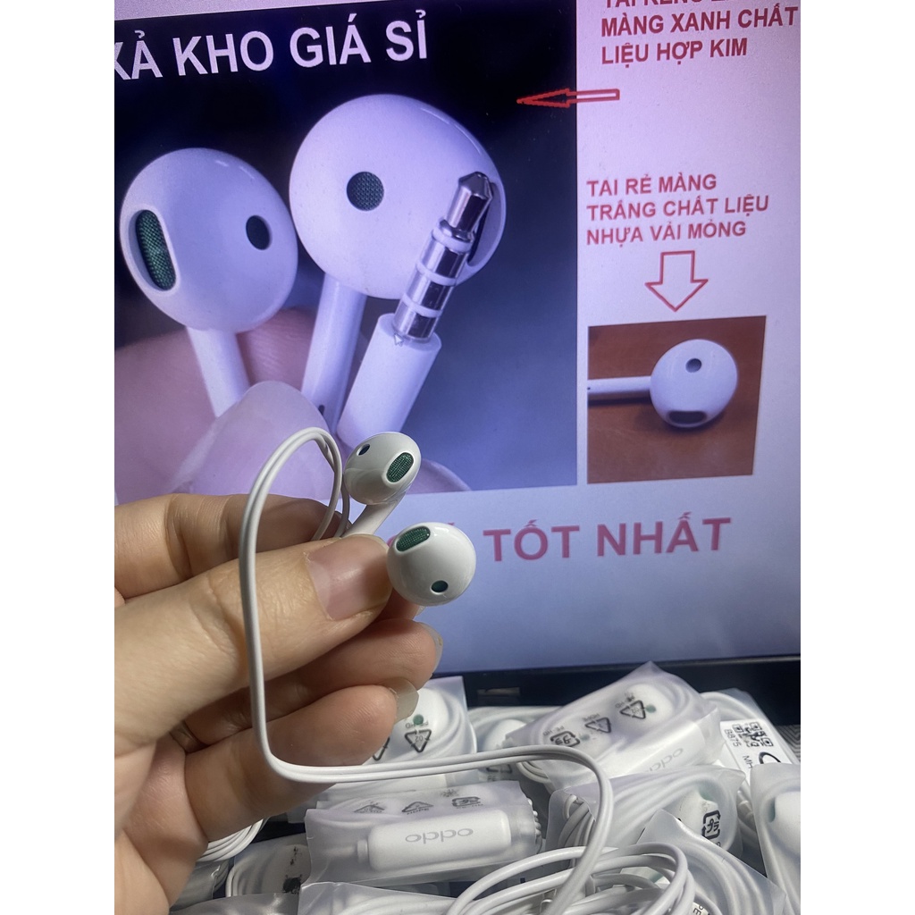 Tai Nghe Oppo Reno/Realme Chính Hãng Màu Trắng, Màn Xanh Hàng Zin Chất Lượng Âm Thanh Cực Xịn Bảo Hành 1 Đổi 1