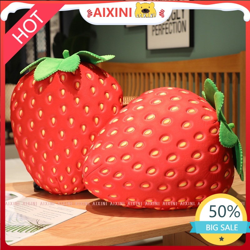 🍓Siêu thực tế!🍓Gối trái cây dễ thương 3D dâu tây Đồ chơi sang trọng mô phỏng Đệm dâu tây cho bé gái mềm Gối đệm ghế cho đồ chơi trẻ em