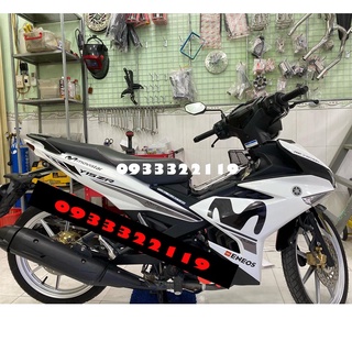 Tem rời exciter 150 movistar dán xe trắng phối tem đen
