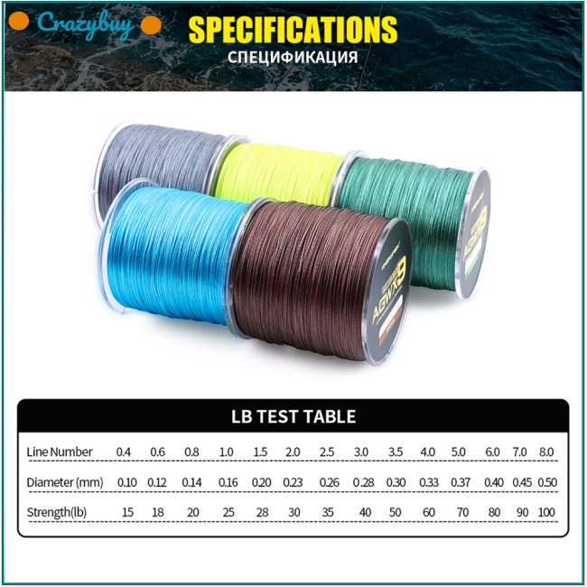 Cuộn dây câu cá bện 9 sợi màu vàng siêu chắc CR ANGRYFISH X9 500M/547YD 15LB-100LB