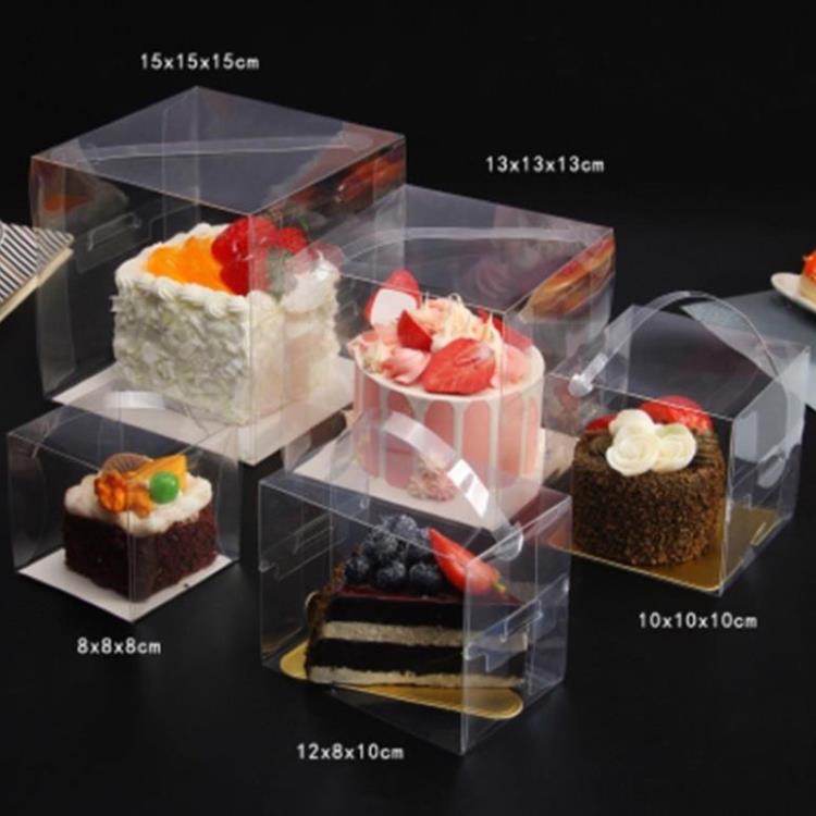 Hộp gato mica trong có quai xách 15x15x15cm , 19x19 x 15cm