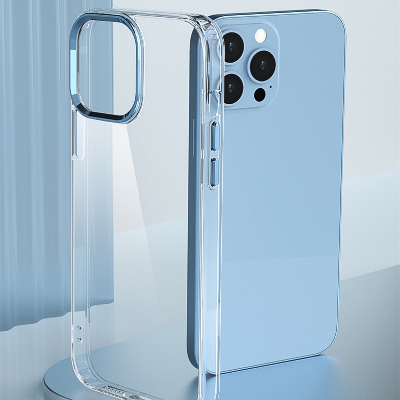 Ốp Điện Thoại Trong Suốt Khung Kim Loại Bảo Vệ Chống Rơi Cho Iphone 13 12 11 Pro Max