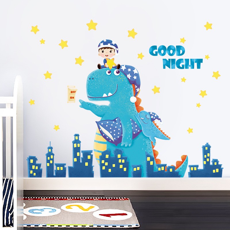 Decal dán tường hình khủng long Goodnight kích thước 92x115cm