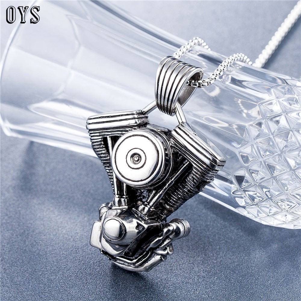 Dây Chuyền Thép Titan Mặt Động Cơ Xe Mô Tô He205 Harley-Davidson