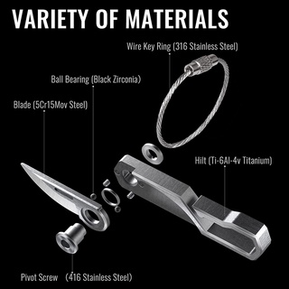 Móc khóa titan mini dao rọc giấy KeyUnity KK00