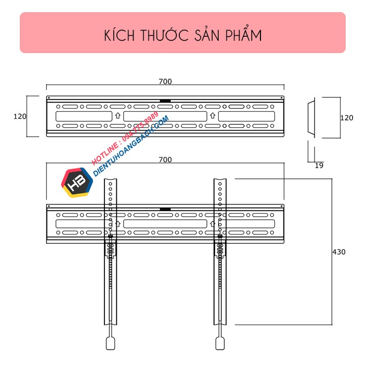Giá Treo Tivi Siêu Mỏng A3F 40 - 50 - 55 - 65 - 70 Inch / Giá Treo Tivi Phẳng Tường Cố Định - Tải Trọng 68 Kg