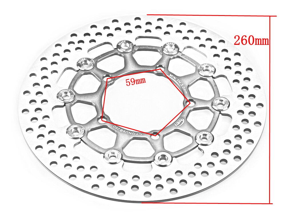 5 lỗ lắp xe máy 260mm hợp kim nhôm phanh đĩa phanh đĩa phanh làm mát nhanh phanh đĩa trước và sau