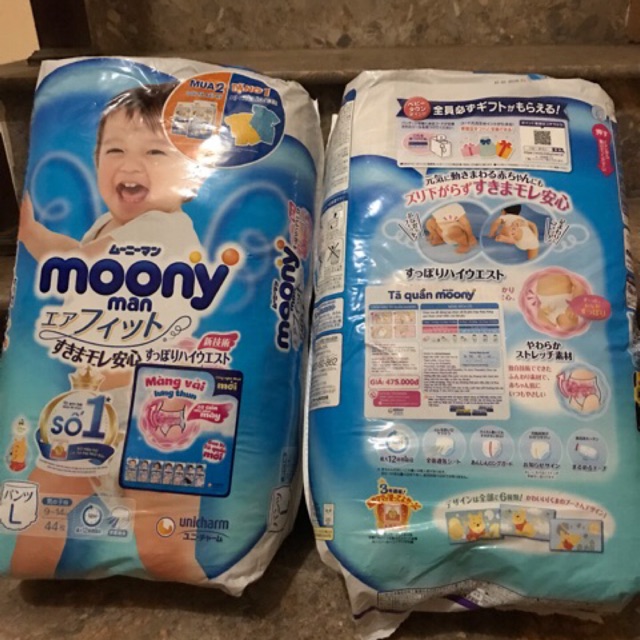 Bỉm moony tã quần L44 miếng