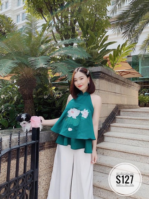 Bigsize Set yếm thêu hoa S127