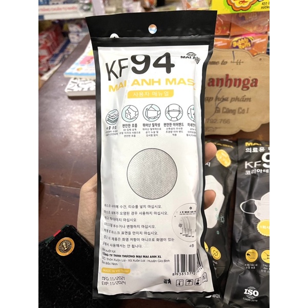 Túi Khẩu Trang KF94 Mai Anh MASK túi 10 chiếc 3 màu Trắng , Xanh , Xám