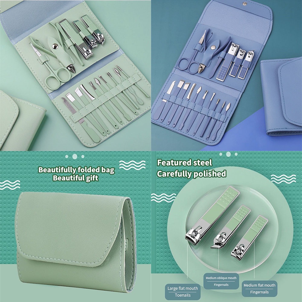 Bộ Dụng Cụ Chăm Sóc Móng Tay 16 Món Bằng Thép Không Gỉ