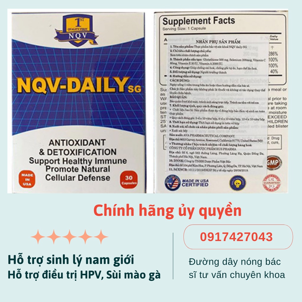 Sản phẩm cải thiện sức khoẻ NQV Daily SG về sinh sản và sinh lý dành cho nam giới