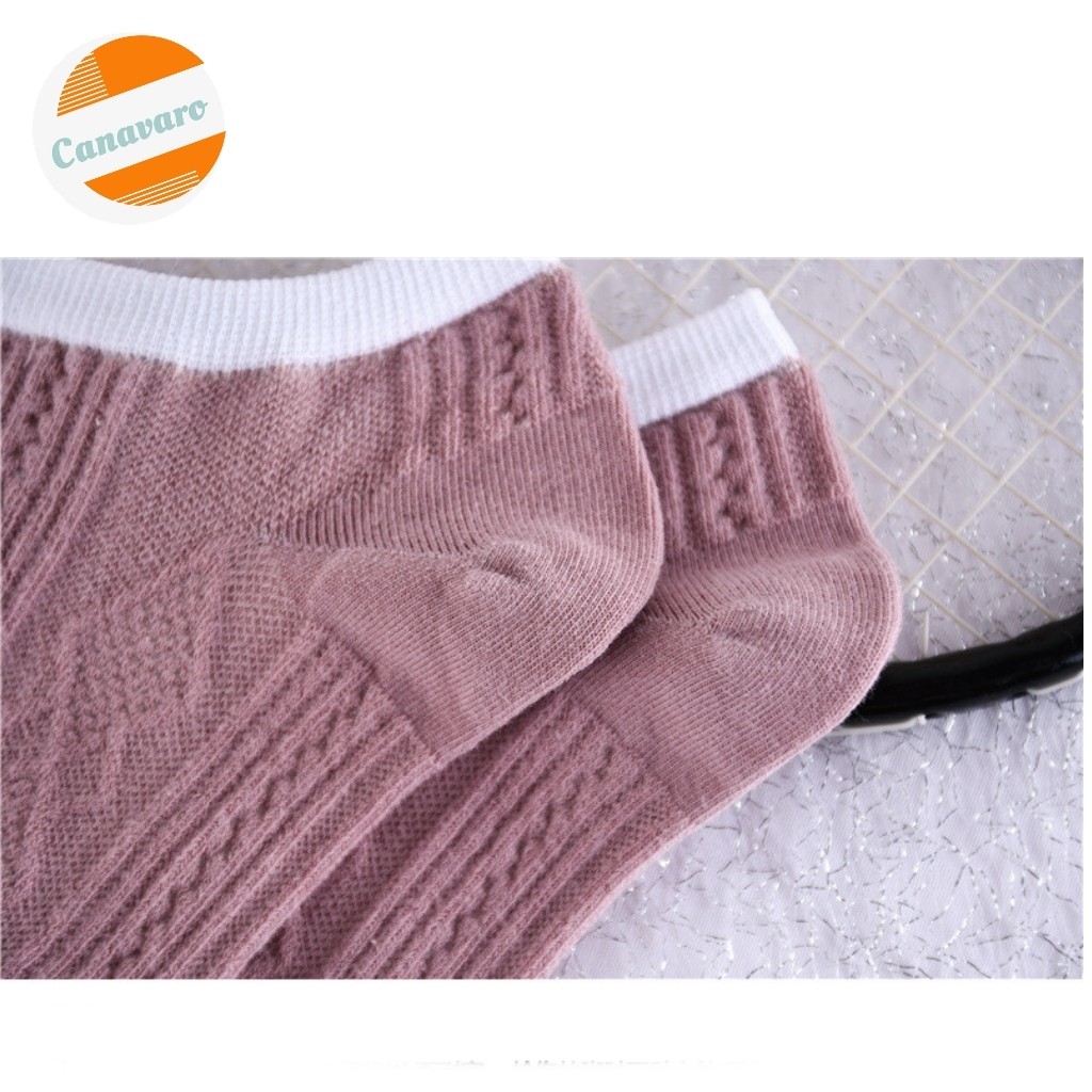 Tất nữ cổ ngắn cute xinh hàn quốc thời trang thoáng khí khử mùi kháng khuẩn 100% cotton CANAVARO SHOP TN01