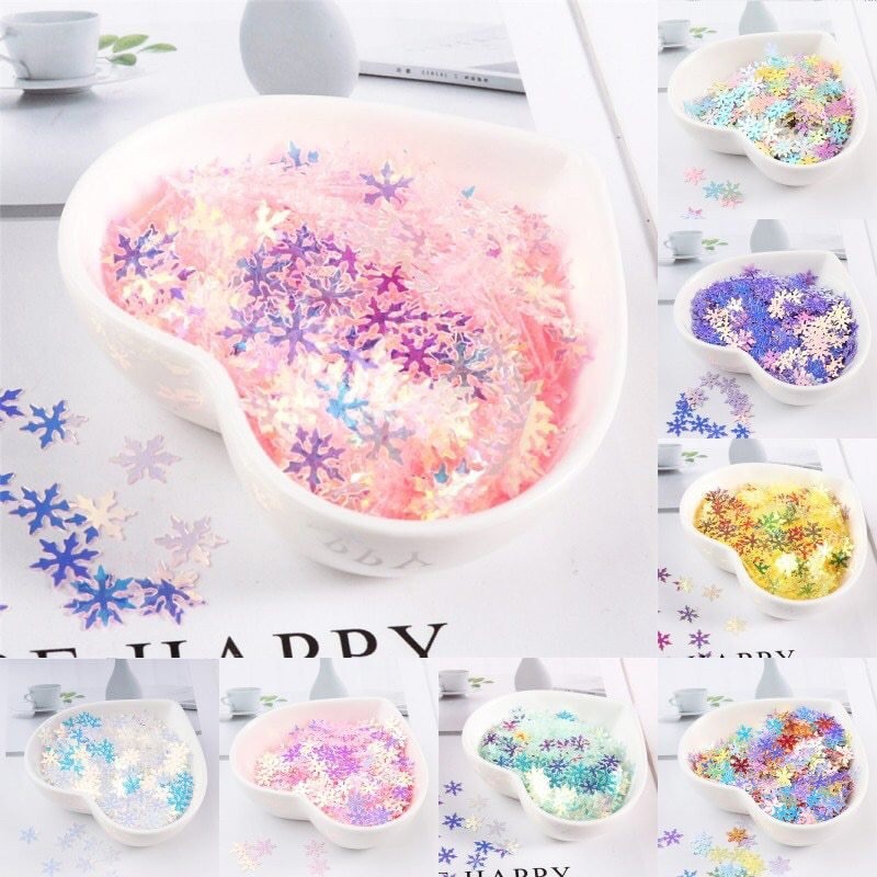 Hộp 30g Kim Tuyến Sequins hình hoa tuyết cánh nhọn trang trí