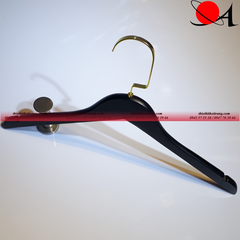 Bộ 15 Móc Áo Nữ Cổ Tròn Bằng Gỗ Sơn Đen Luxury(SPE-15MGNĐT-KĐ-VV10)