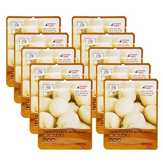 Bộ 10 Mặt Nạ Dưỡng Trắng Da Chiết Xuất 3W Clinic Fresh Potato Mask Sheet (23gx10) - 3W Khoai Tây